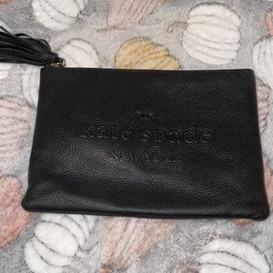Kate spade ♠️ larchmont avenue logo leather clutch pouch cosmetic bag